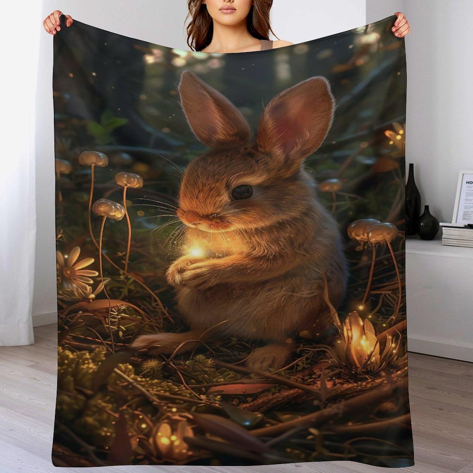 Couverture en lapin mignon plaid flanelle 100x130cm lit canapé voyage
