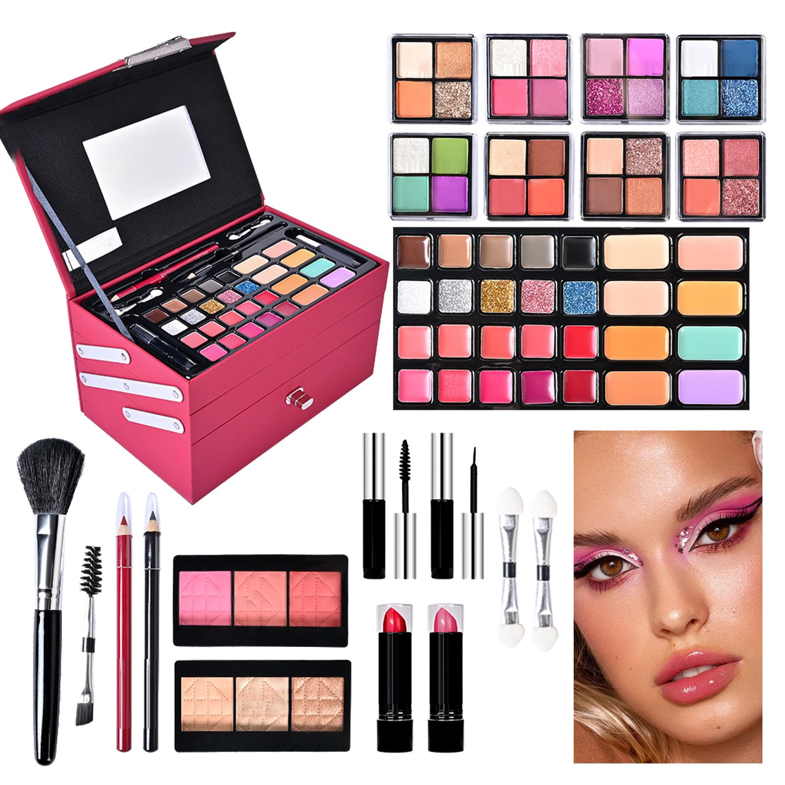 Ensembles de maquillage pour femmes Ensemble complet,Ensembles de maquillage pour femmes - Ensembles universels - Kit de cosmétiques de démarrage complet pour débutants et professionnels, comprend des