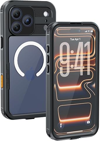 for iPhone 17 Pro Max Waterproof Case, Built-in Screen & Camera Protector, Compatible with MagSafe, IP68 Full Body Dustproof Shockproof Military Phone Case, 6.9" Black
