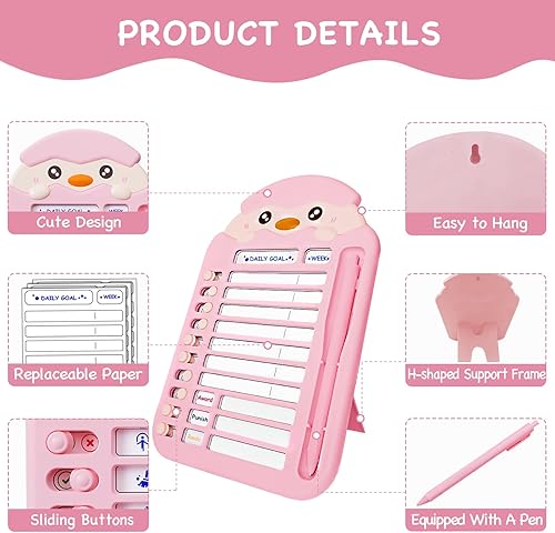 Miniatura 9 de LEOQINA Tabla de tareas para niños, varios niños, lista de tareas pendientes, tablero de mensajes de planificación desmontable, 13 cartulinas,