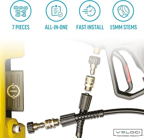 Miniatura 3 de MTM Hydro Kit adaptador de manguera de 7 piezas para hidrolavadora para uso con cañones de espuma, lavadoras a presión y mangueras de grado comercial