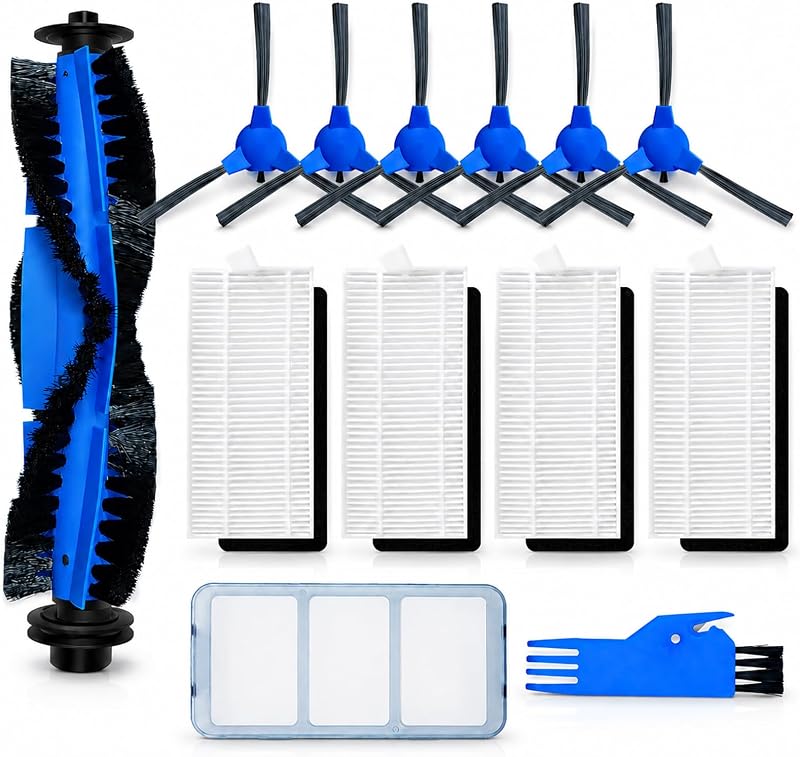Replacement Parts Compatible for Eufy Robovac 11S, 30C, 15C, 25C, 15T, 12 | 30, 35C with Pre-Filter, 4 HEPA Filters, 1 Pre-filter, 1 Roller Brush, 6 Spin Side Brushes Carpet Robotic Vacuum Attachment