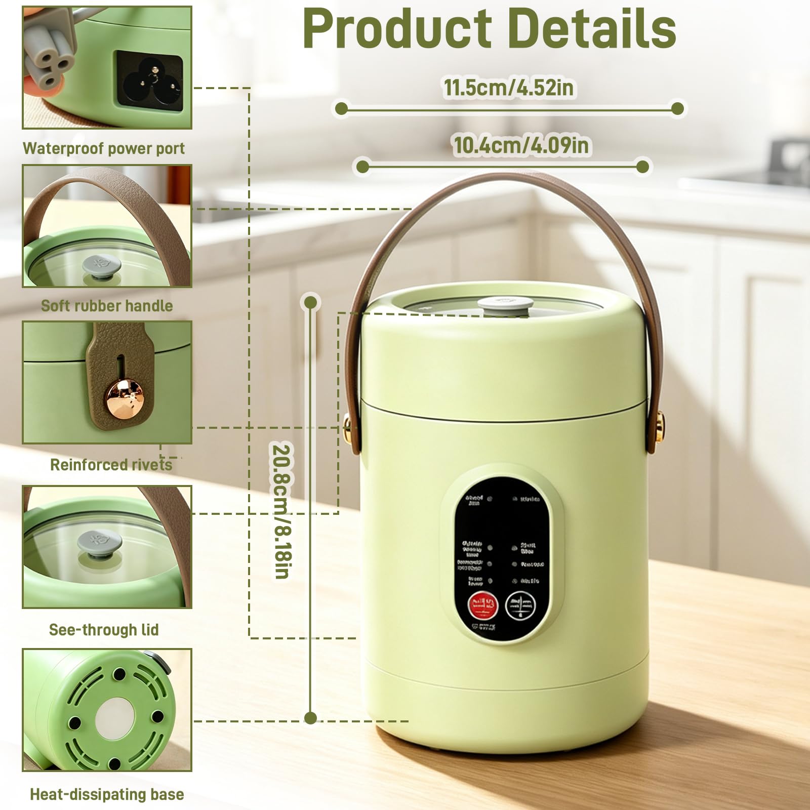 Olla eléctrica portátil de 1,2 L, con cesta vapor de acero inoxidable, cocina de viaje multifunción de 500 W, 8 funciones y temporizador inteligente 12 h, ideal para pasta, sopas y olla caliente
