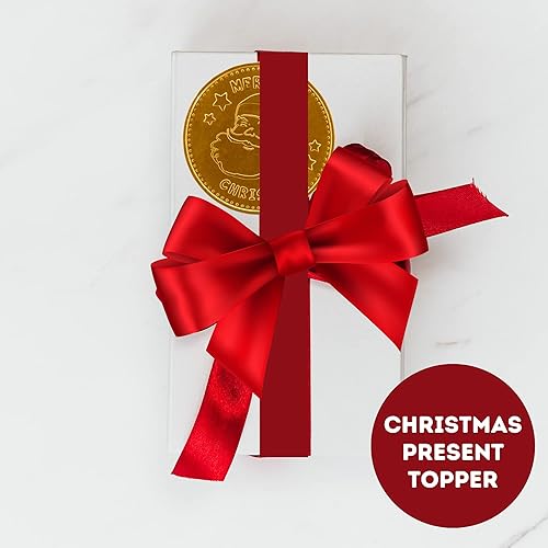 Miniatura 5 de Merry Christmas - Monedas de chocolate con leche de alta calidad, envueltas individualmente en papel de aluminio, con cara de Papá Noel, paquete de