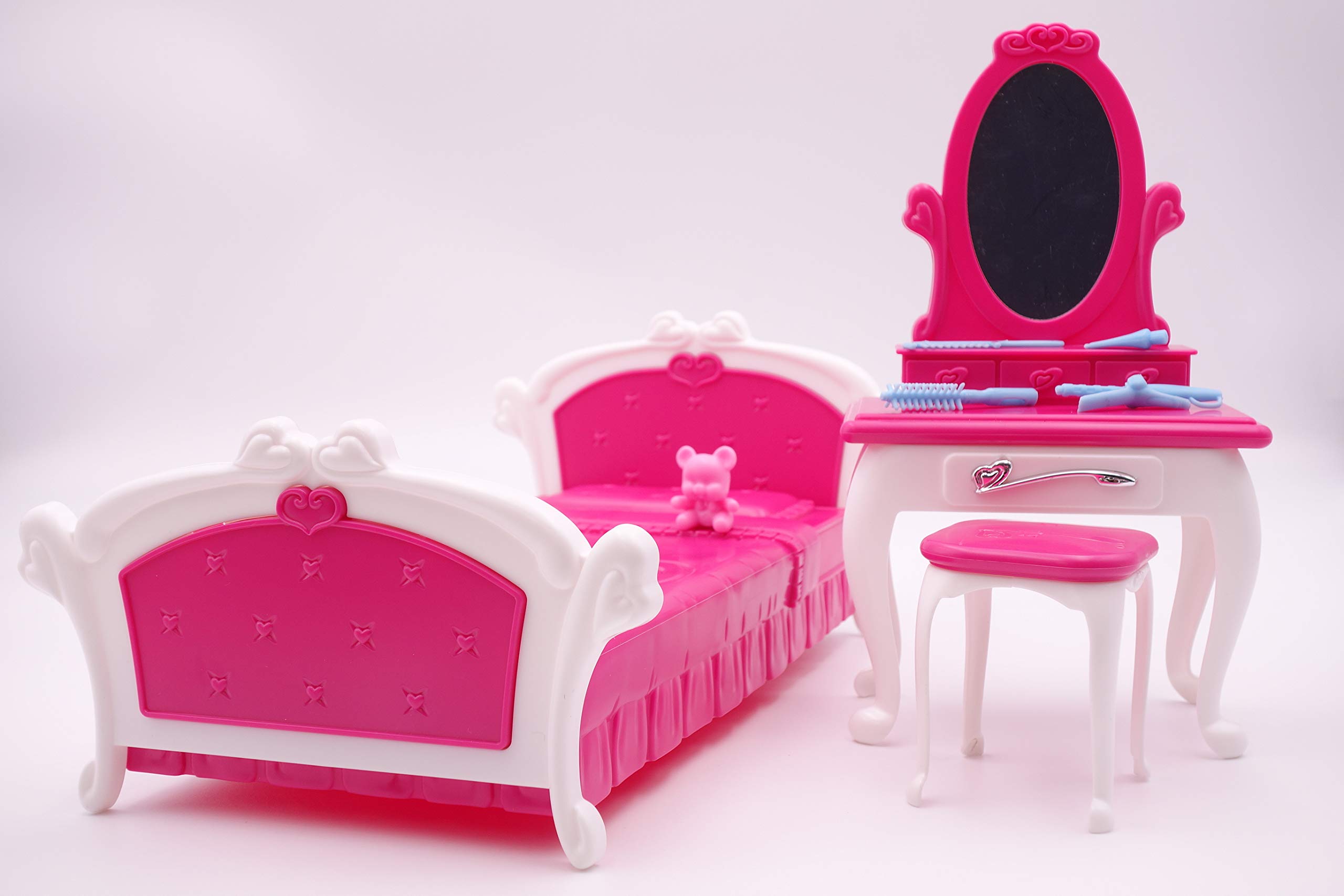 Girl's Favorite/Gloria Bedroom & Make-up Table Play Set Doll Furniture (No. 3014)