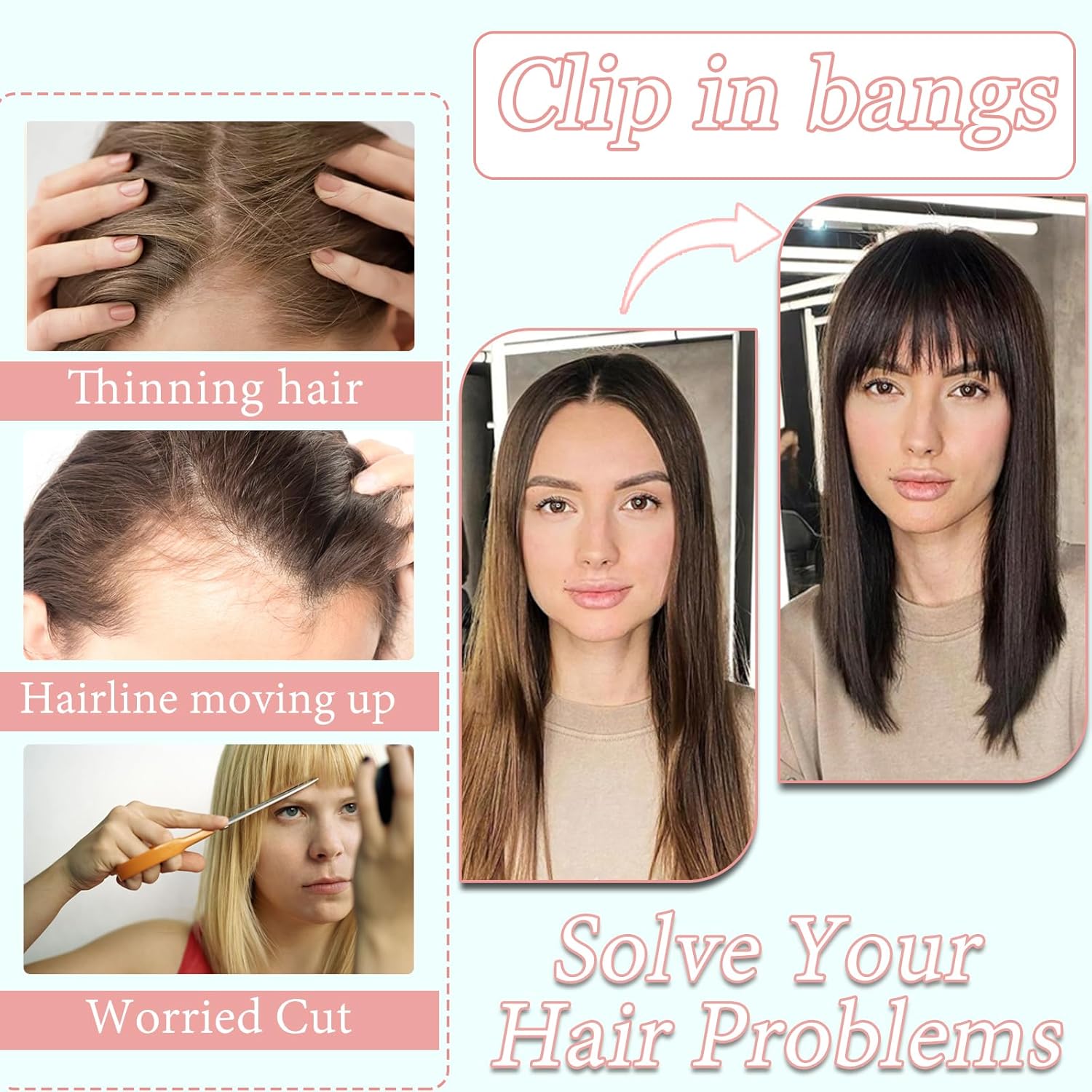 Clip in Bangs, 100% Real Human Hair Wispy Fake Bangs Hair Clip for Women Ash Blonde Natural Curtain Fringe with Temples Hairpieces for Daily Wear (Wispy Bangs, Ash Blonde) - Image 4