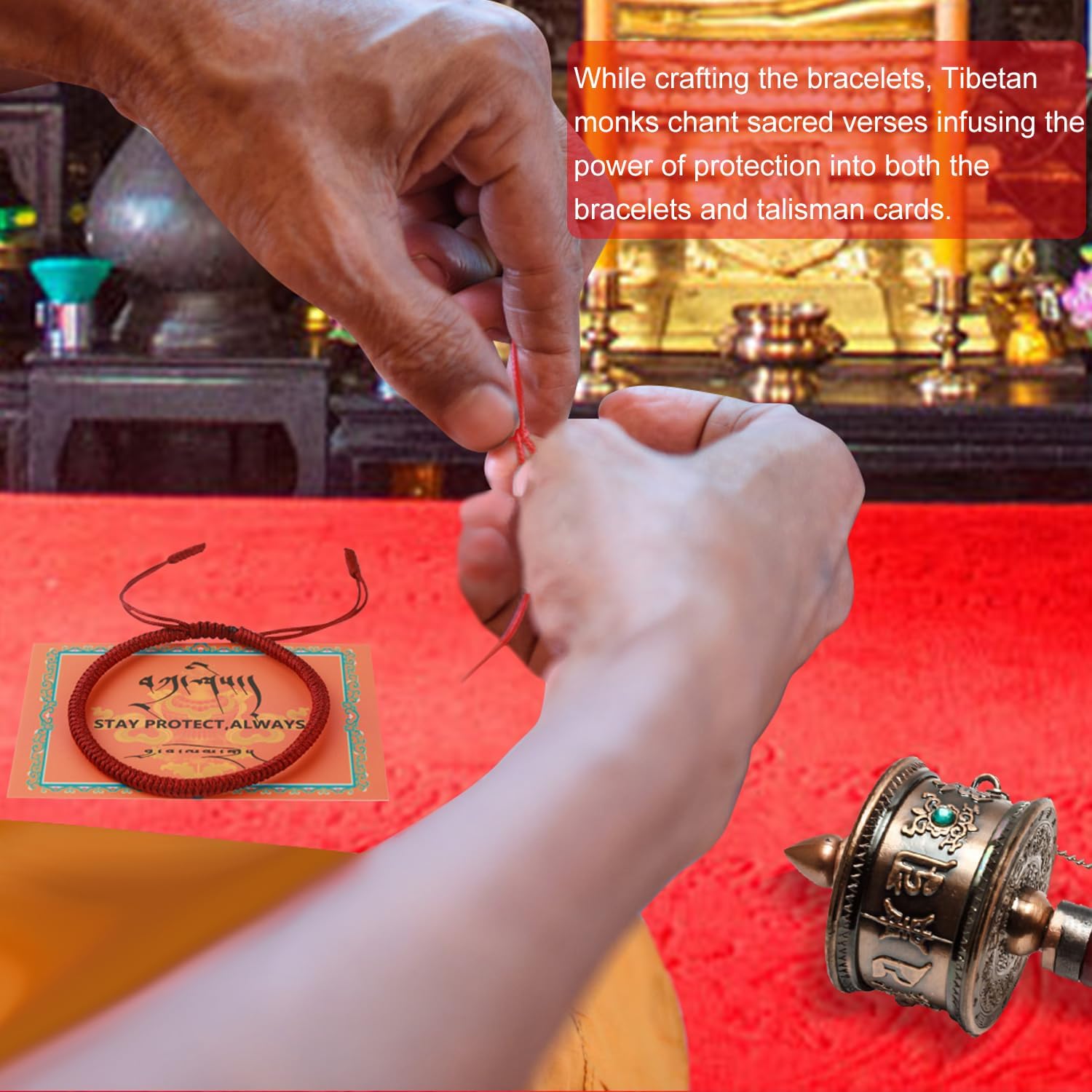 Authentic blessed Tibetan monks handmade Dorje Knot protection bracelet for women and men with a talisman - Image 4