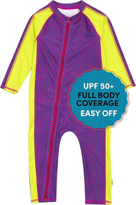 SwimZip Girls' Long-Sleeve UPF 50+ Swimsuit for Baby, Toddler, & Little Girls