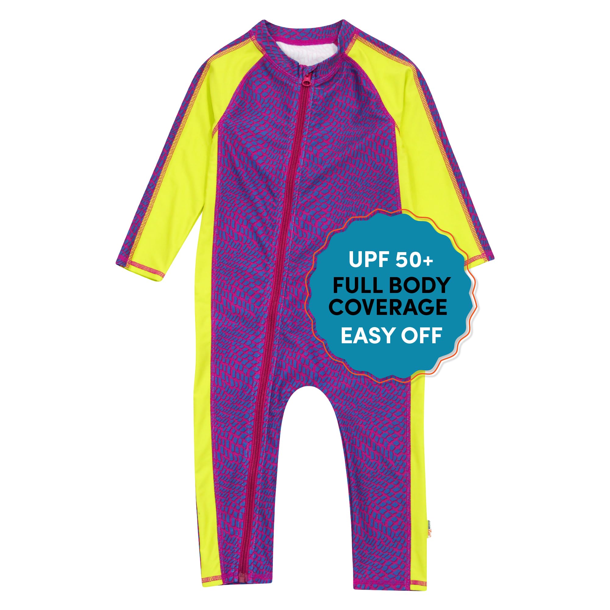 SwimZip UPF50+ Girls' Long Sleeve One Piece Swimsuit, Kids Bathing Suit