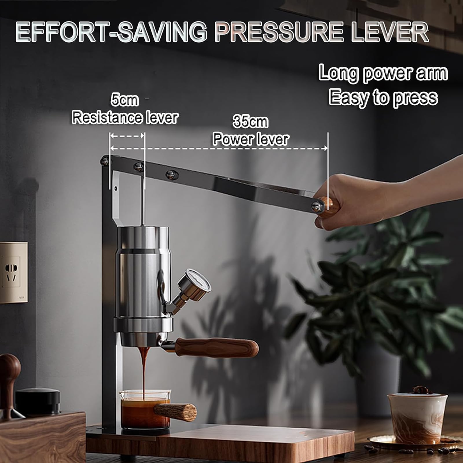 Macchina per caffè espresso con manometro, pressione regolabile da 3 a 5 bar, capacità 100 ml, per bar e casa.