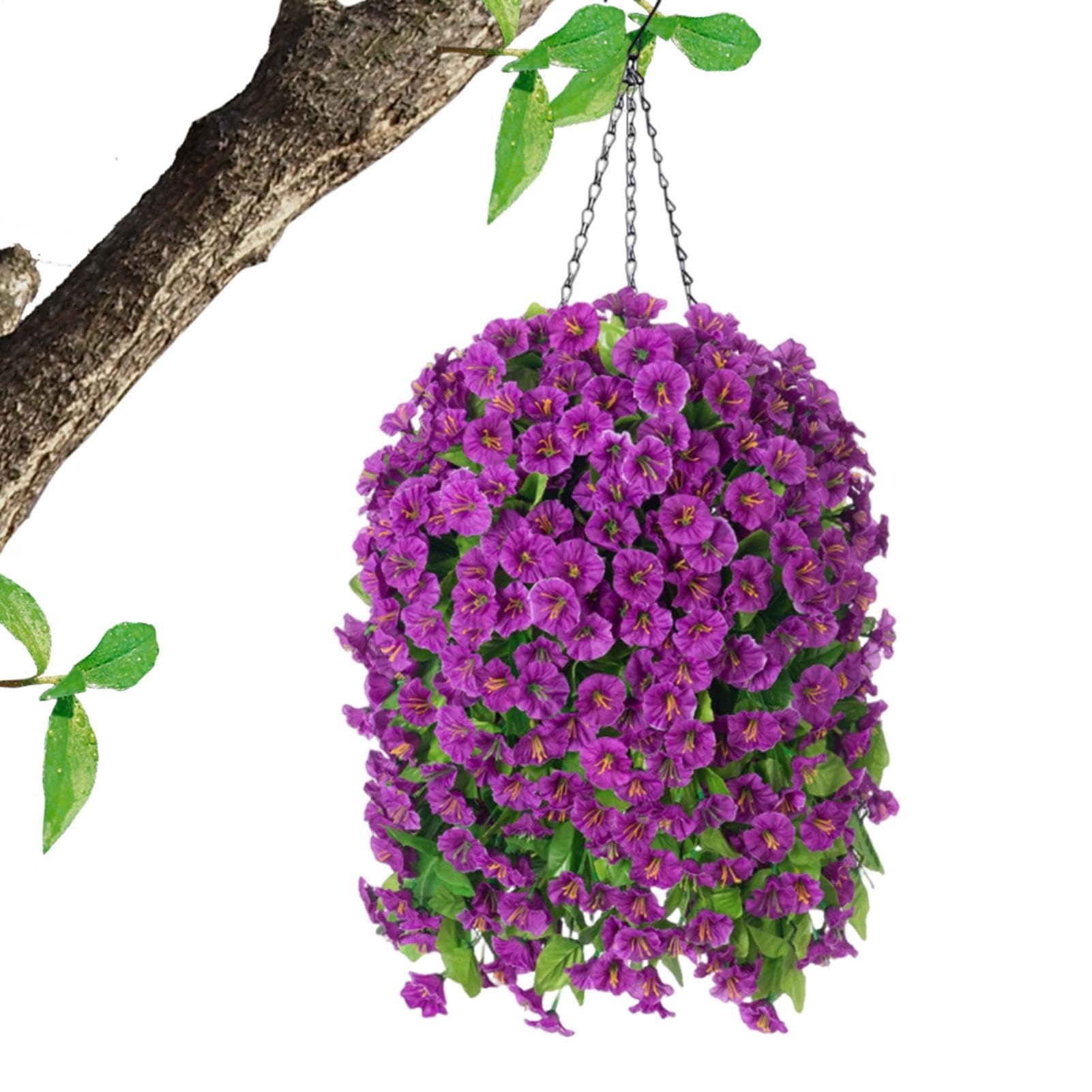 Pétunias artificiels suspendus de 37 pouces pour décoration extérieure de jardin et balcon