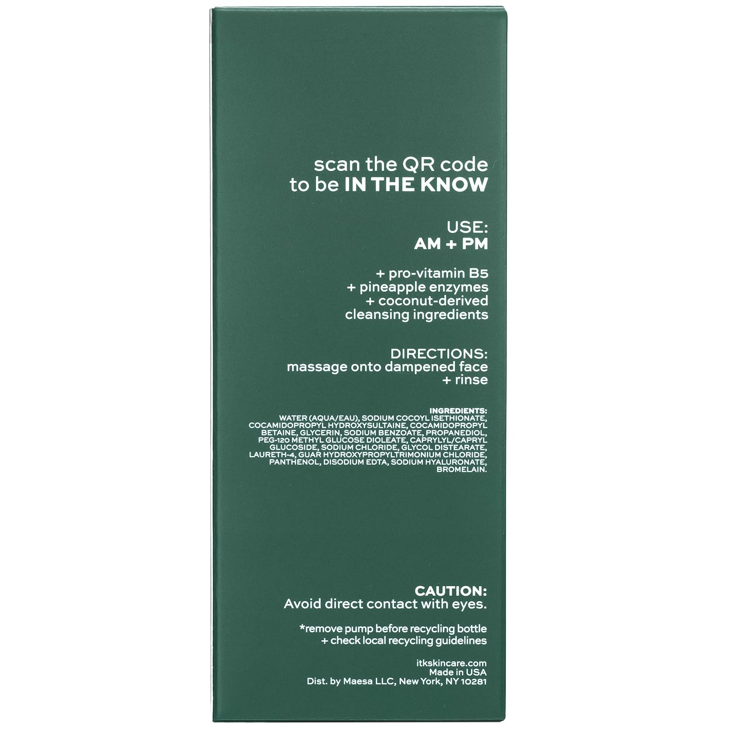 ITK Skincare 2-in-1 Milk-To-Foam Gentle Cleanser - Effective Face Wash + Makeup Remover with Vitamin B5, Pineapple + Coconut Enzymes for Radiant Skin - Cleanse, Remove Excess Makeup + Moisturize Skin