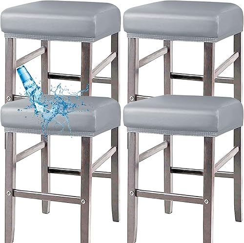 Fundas de taburete rectangulares, paquete de 4 fundas elásticas impermeables de poliuretano rectangulares para taburetes de bar, fundas elásticas