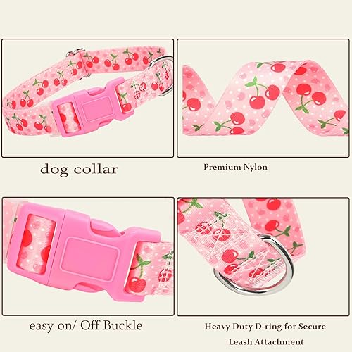 Miniatura 8 de Collares rosas para perros medianos, lindo collar de perro con patrones de margaritas, collar de nailon ajustable cómodo, suave y duradero, para