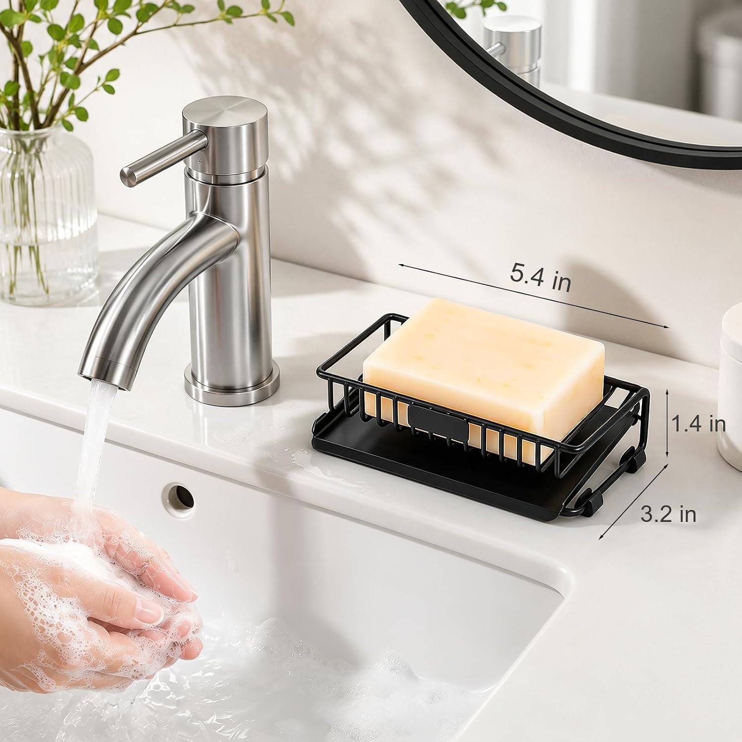 Self Draining Soap Dish for Shower Bar Soap Holder Soap Saver, Black image 3