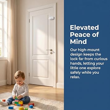 Snap-On Door Lock - Child Proof Door Locks for Kids & Pets, No Drill, Tool-Free