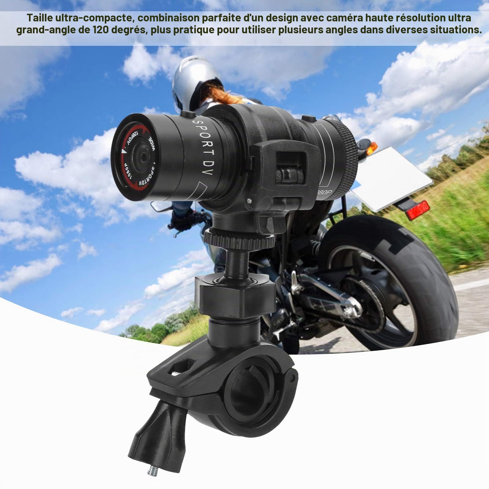 Caméra d'enregistrement de Tableau de Bord de Moto, enregistreur de Conduite vidéo 1080P 30fps Dash Cam DVR de Moto avec Vue d'angle de 120 degrés, Carte mémoire de 32 Go de Soutien