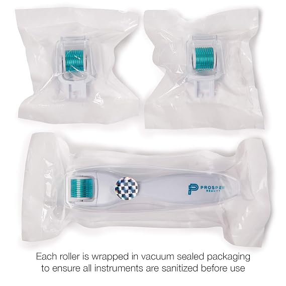 Derma Roller Microneedle 6 Piece Kit [DERMAROLL by Prosper Beauty] Face Roller with 4 Replaceable Heads Exfoliation Microdermabrasion Micro Derma Skin Care Tool Dermaplaning Microneedling