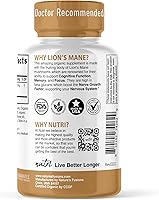 Vista 3 de Nature's Fusions Nutri Organic Lions Mane Suplemento Cápsulas - 1900 mg, extracción dual 10:1, 120 unidades - Extracto de hongo (cuerpo fructífero)