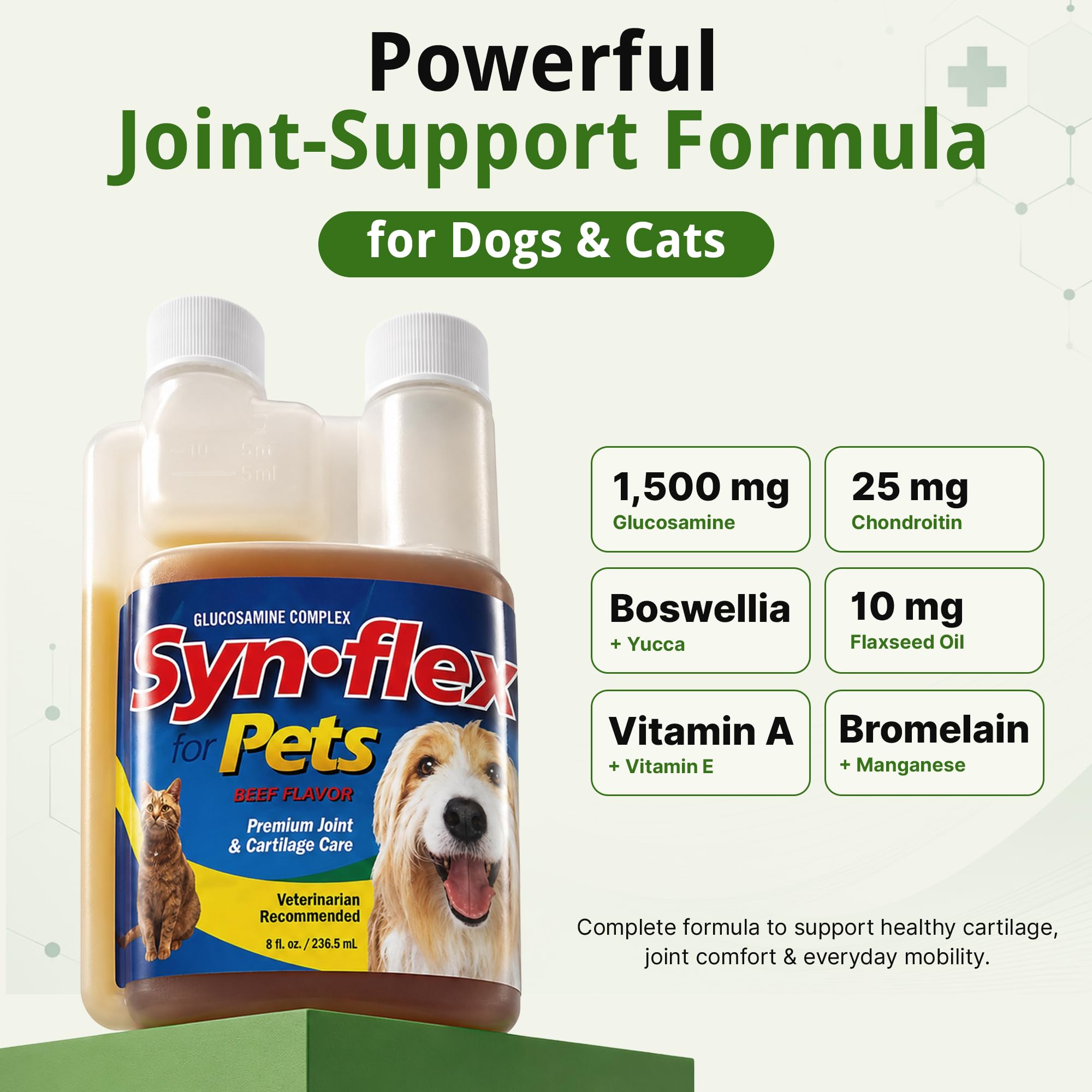 Synflex Pets Formule de glucosamine Liquide pour Animaux domestiques 227 g, Synflex Pets Liquid Glucosamine Formula for Pets, 8oz