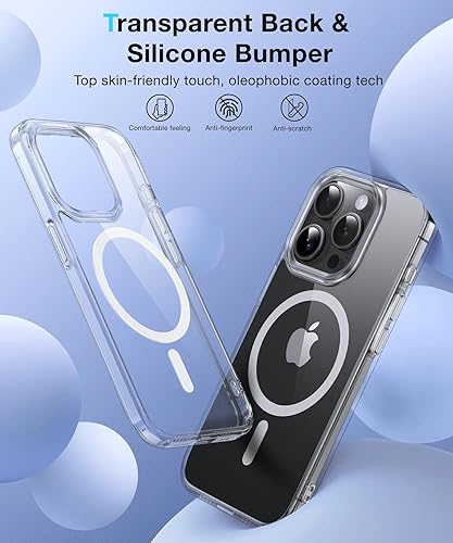 Miniatura 2 de Funda magnética n. 1 para iPhone 15 Pro compatible con MagSafe antiamarilleo a prueba de golpes militares funda rígida delgada transparente con