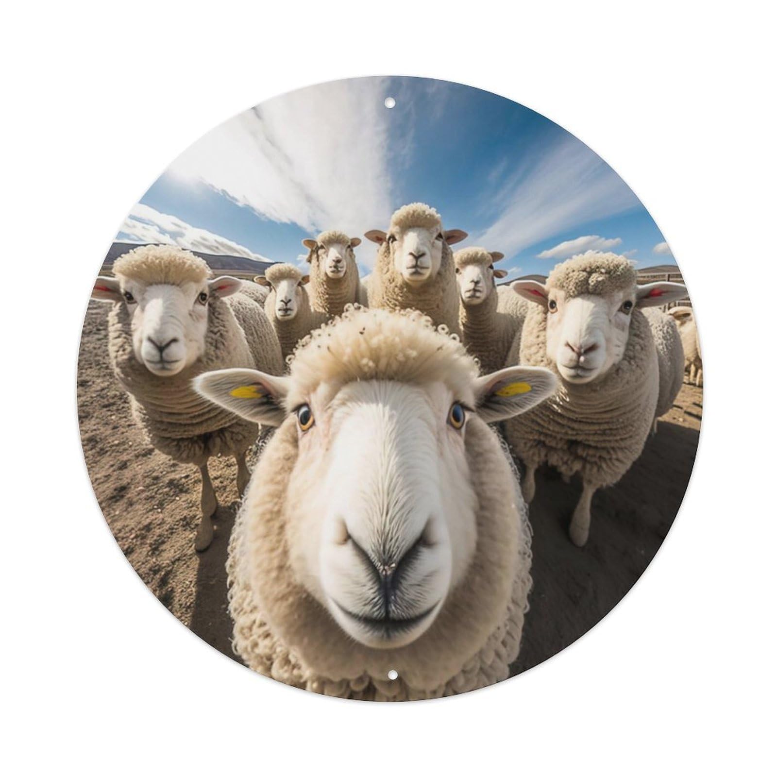 Funny Animals Cute Sheep Family Selfie Metal Tin Sign