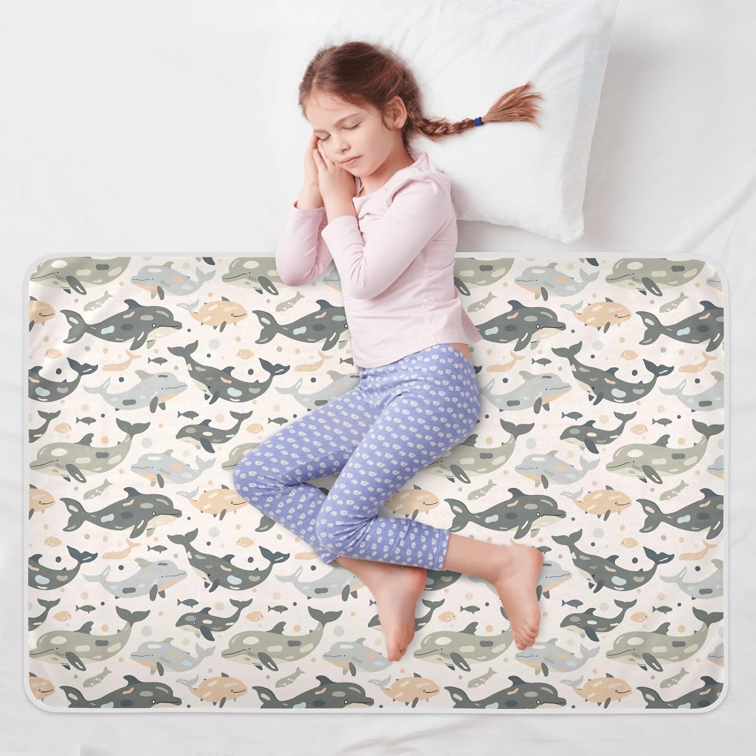 Soft Colors Camouflage Whale Extra Large Resuable Training Pee Pads for Kids Soft Absorbent Potty Training Pads Slip-Resistant Bed Liners for Kids Adults Pets , 52" L x 34" W