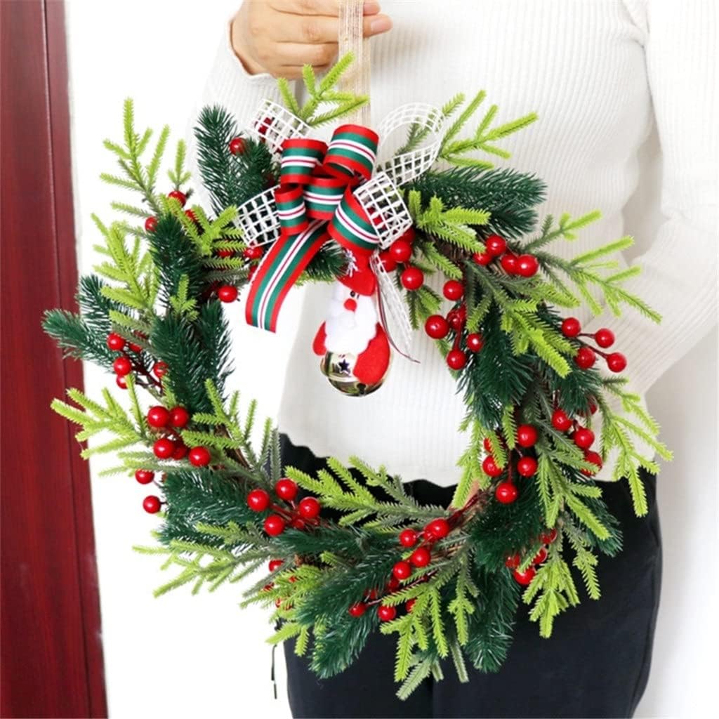 Santa Doll Bowknot Christmas Door Wreaths Traditional Decorations Decor Garland Party Holiday Scenery(D)