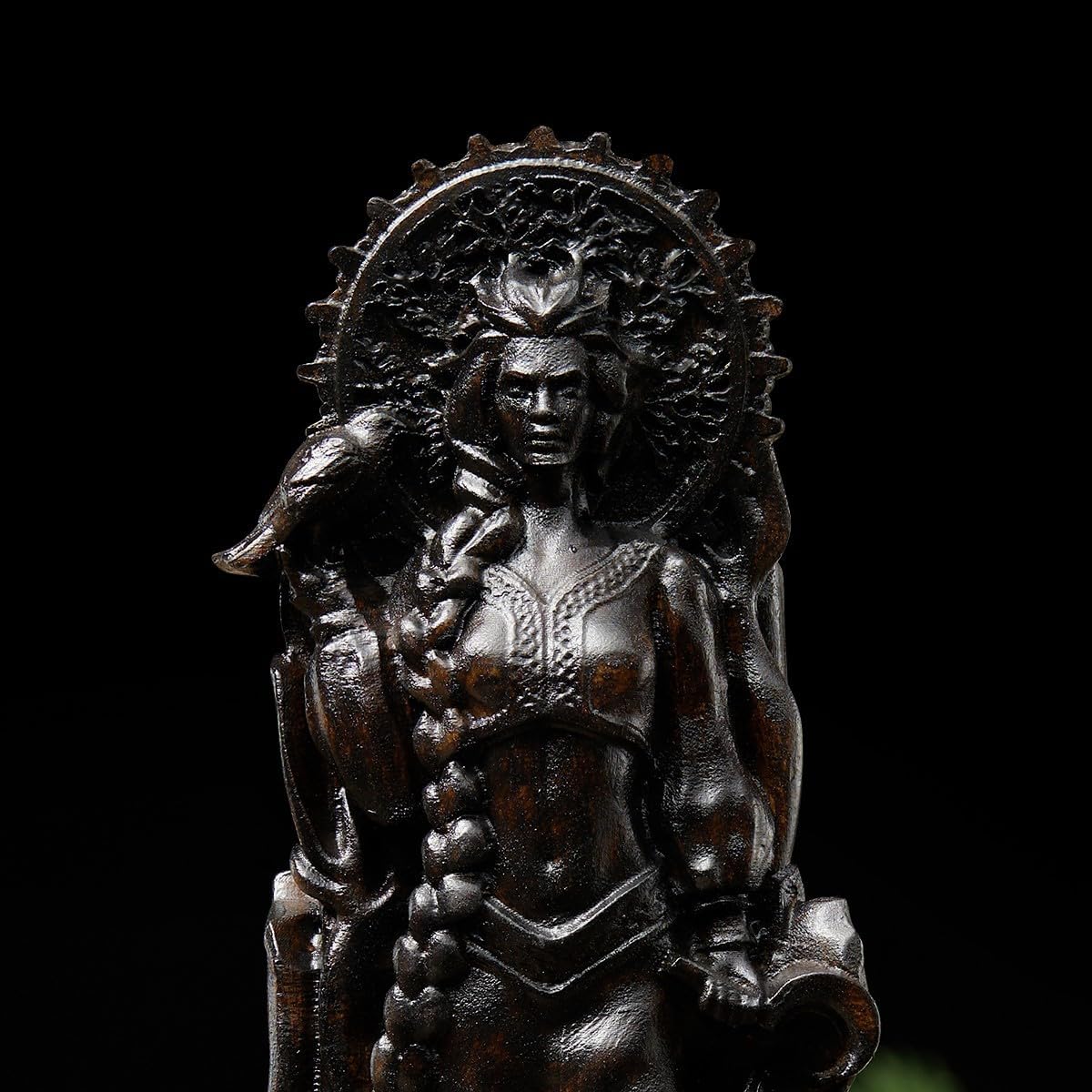 Mara Figurine,Morana Goddess of Death,Wooden Statue of Goddess，Pagan Goddess Slavic Art, Wiccan, Altar, Creative Desktop Decorations (Black)