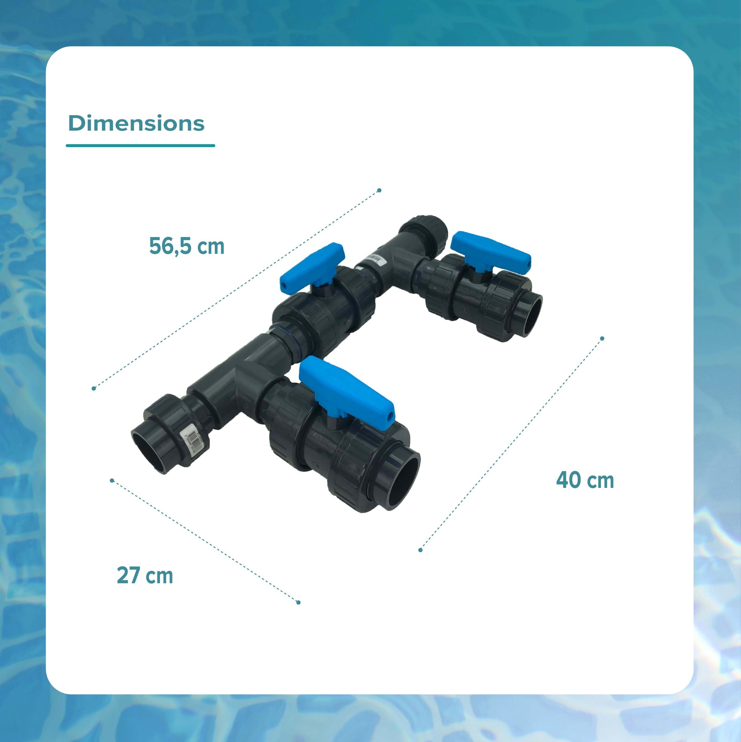 EDG Kit by Pass Piscine Diamètre 50 - Bypass Chauffage Pompe A Chaleur pour Piscine - Diamètre ø 50 mm pour Tubes PVC Rigides Ou Flexibles - pour connecter Une Pompe à Chaleur en Sortie 50