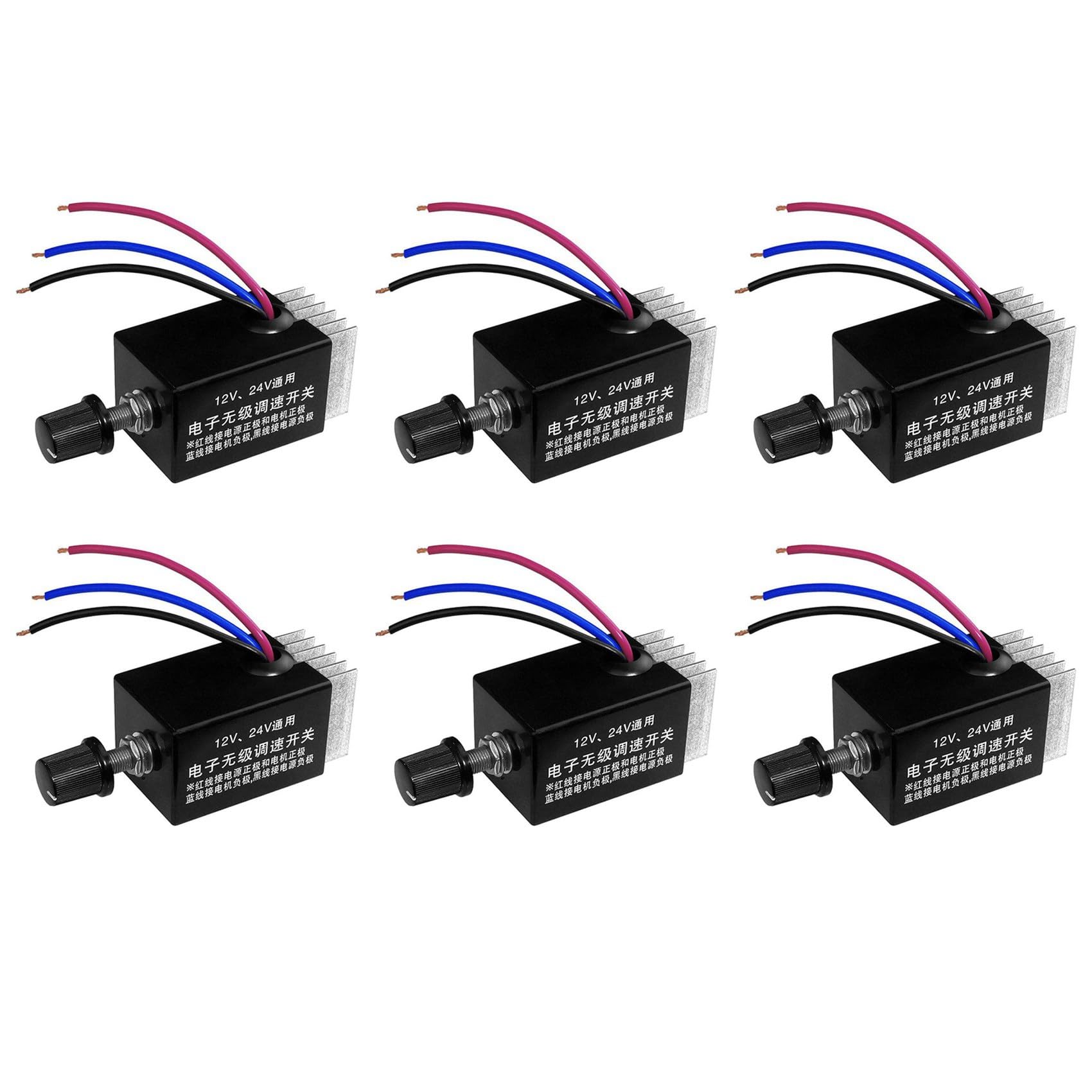 Jnchdghwa As Shown 6Pc Motor Speed Regulator Dc 12V/24V 10 A Motor Speed Controller Switch For Car Truck Fan Heater Control
