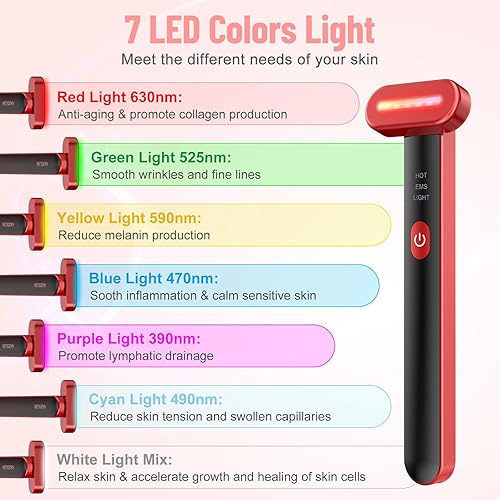 Miniatura 2 de Varita de terapia de luz roja para la cara 7 colores LED terapia de luz dispositivo de belleza ocular masajeador facial herramienta de