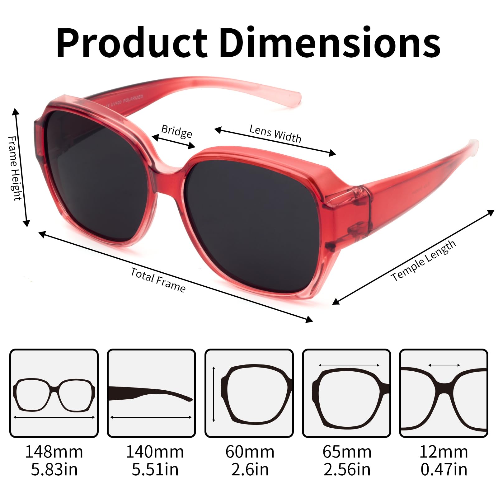 Face Shadow Damskie okulary polaryzacyjne na okulary przeciwsłoneczne do jazdy, jazdy na rowerze, sportu i rekreacji, ochrona UV400