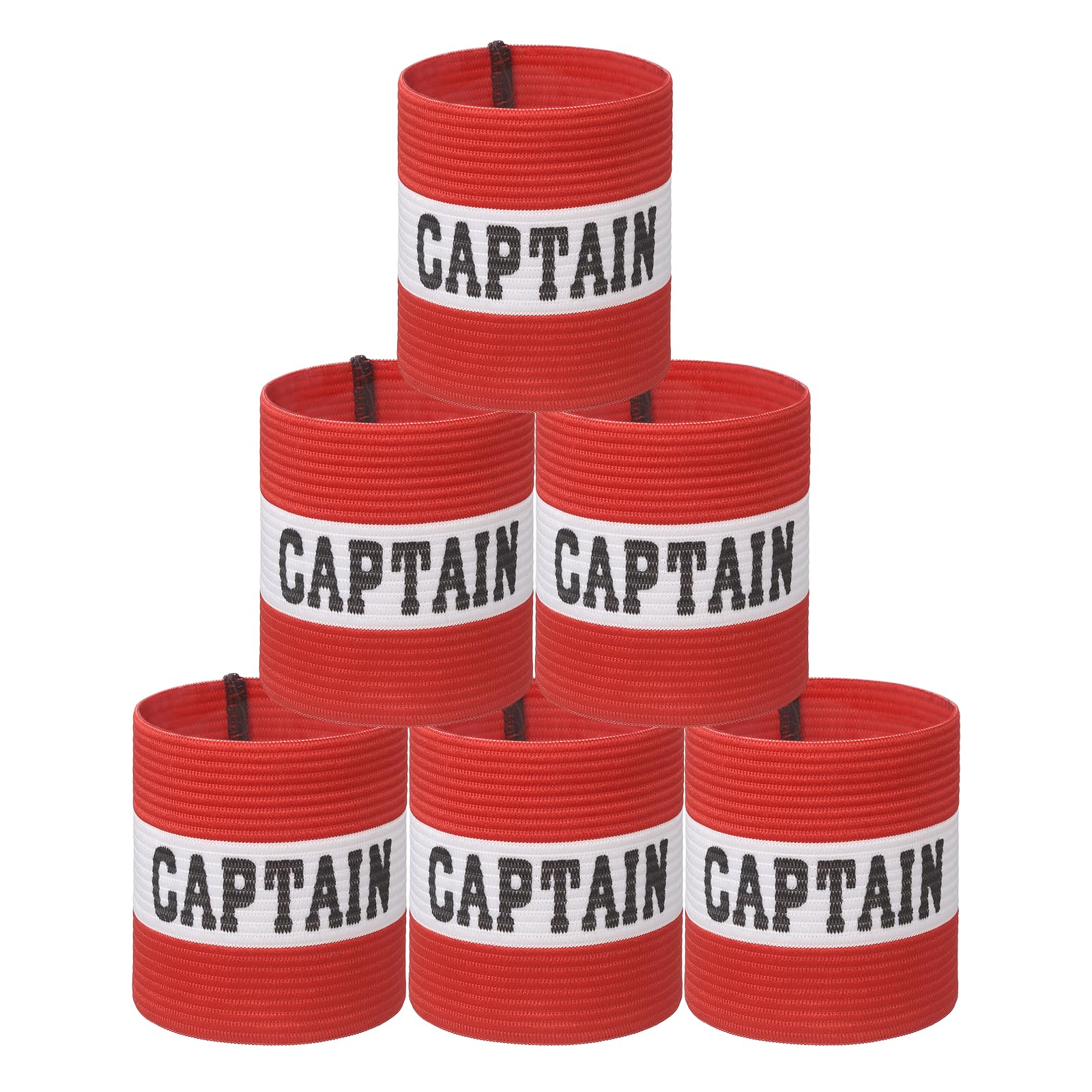 YELARXI Captain Armbands, Soccer Captain Armband Elastic Adjustable Leader Band Team Sport Bands, 6Pcs & Red White & 21cm - Fit for (Adult Youth Football/Basketball/Rugby Training)