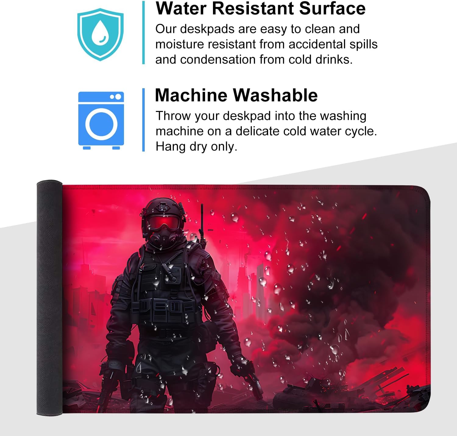 Mouse Pad Gaming Mousepad 35.4 x 15.7in Large Mouse Pad for Keyboard and Mouse with Anti-Slip Rubber Base, Keyboard Pad Mouse Mat for HomeOffice,Soldier and Dystopian City