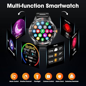 Military Smart Watches for Men , Smartwatch with 1000 mAh Battery, 1.46 HD Screen with Answer/Make Call, Multiple Sport Modes Fitness Tracker for Android/iPhone,Heart Rate/Sleep Monitor (Black)