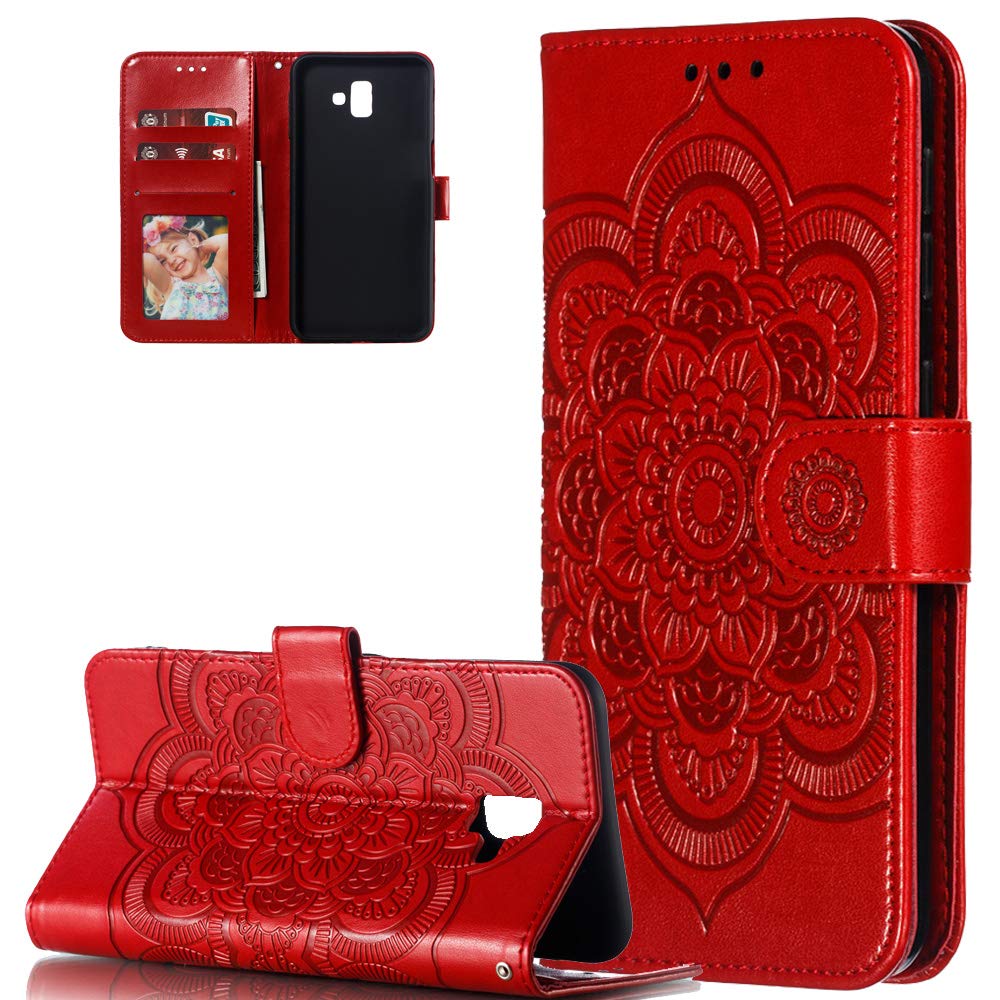 Asdsinfor Galaxy J6 Plus Case Stylish Advanced Wallet Case Credit Cards Slot with Stand for PU Leather Shockproof Flip Case for Samsung Galaxy J6 Plus