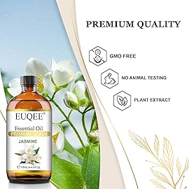 EUQEE Jasmine Essential Oil 118ml Premium Jasmine Oil for Aromatherapy, Diffuser, DIY Soap, Candle Making - 4Fl Oz