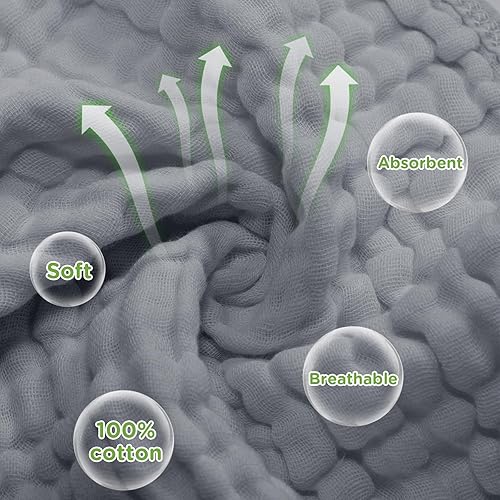 Miniatura 3 de Breling 20 paños de muselina para bebé, 12 x 12 pulgadas, 100% algodón, suave y absorbente, paño de muselina para eructos, toalla para recién