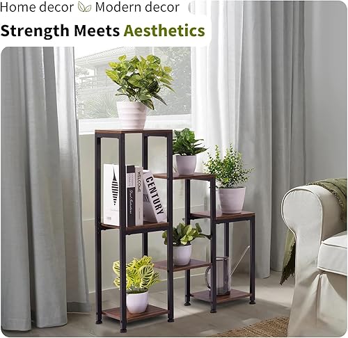 Miniatura 7 de Soporte para plantas en maceta de 3 niveles y 7 para interiores, soportes para plantas de interior, estante de esquina para sala de estar, soporte