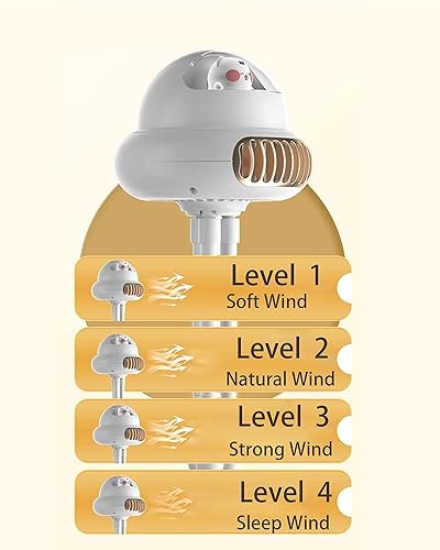 Miniatura 4 de Mini ventilador portátil de espacio para cochecito con 4 velocidades, 4000 mAh, recargable, giratorio, trípode lexible, ventilador de refrigeración