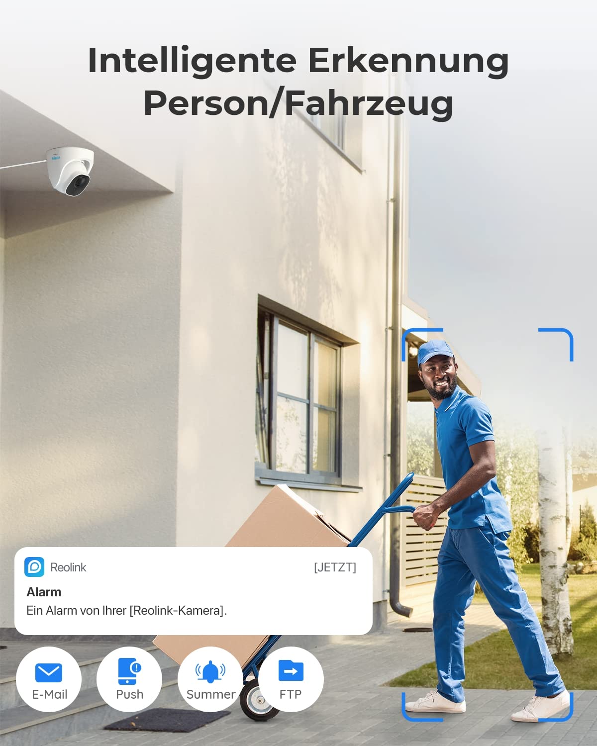 Reolink 5MP Überwachungskamera Set Outdoor, 4X 5MP PoE IP Dome Kamera Überwachung Aussen und 8CH 2TB HDD NVR für 24/7 Videoüberwachung, Personen-/Fahrzeugerkennung, Nachtsicht, RLK8-520D4-5MP