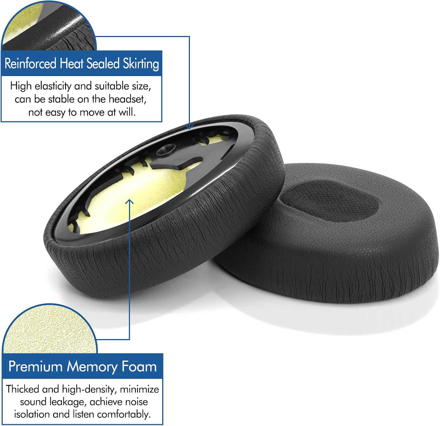Ear Pads Replacement for Bose QuietComfort 3 On-Ear Headphones, GVOEARS Earpads Cushions for Bose QC3 OE1 with Memory Foam Protein Leather (Black)