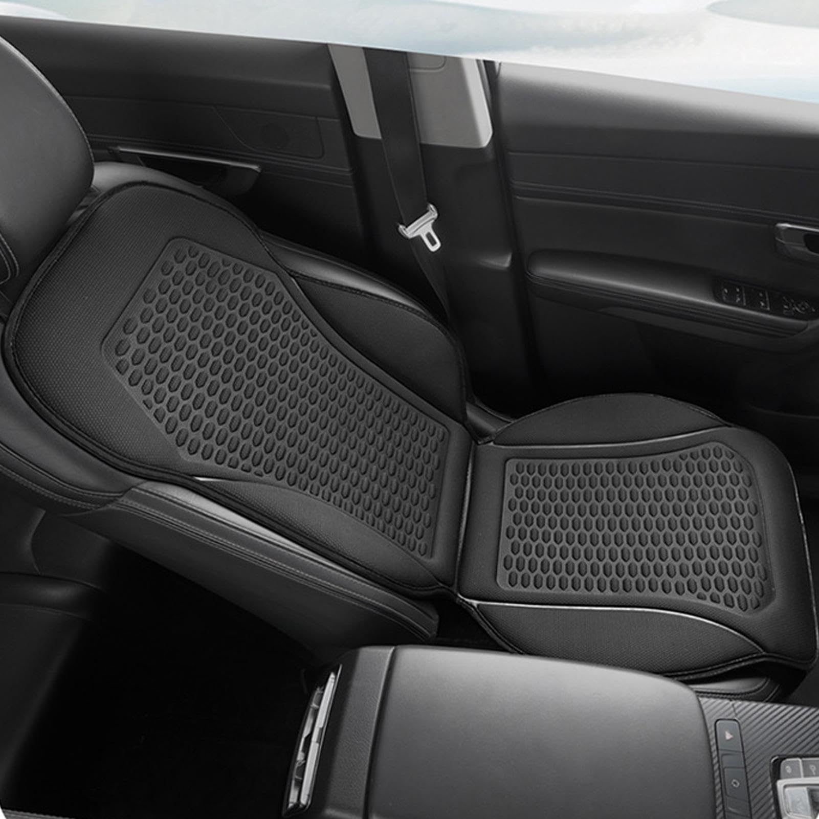 Housse De Siège De Voiture Refroidissante | Coussin De Refroidissement Antidérapant Pour Siège De Voiture | Coussin De Sièges Avants Respirant Avec Oreiller De Soutien Dorsal Pour Camions, SUV (Noir)