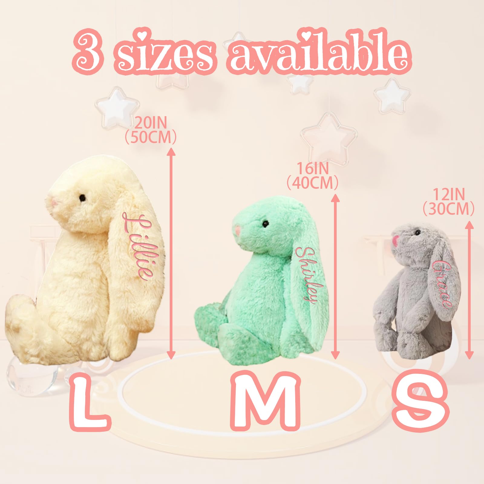 Personalisierte bestickte Plüschhase mit Namen - Handmade benutzerdefinierte Ostern Spielzeug mit gestickten Namen, Baby's erste Ostergeschenk