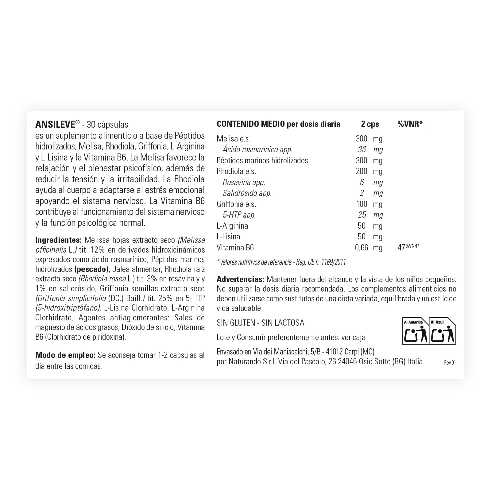 NATURANDO ANSILEVE 30 CAPSULE - Integratore alimentare per favorire il rilassamento e il benessere mentale.
