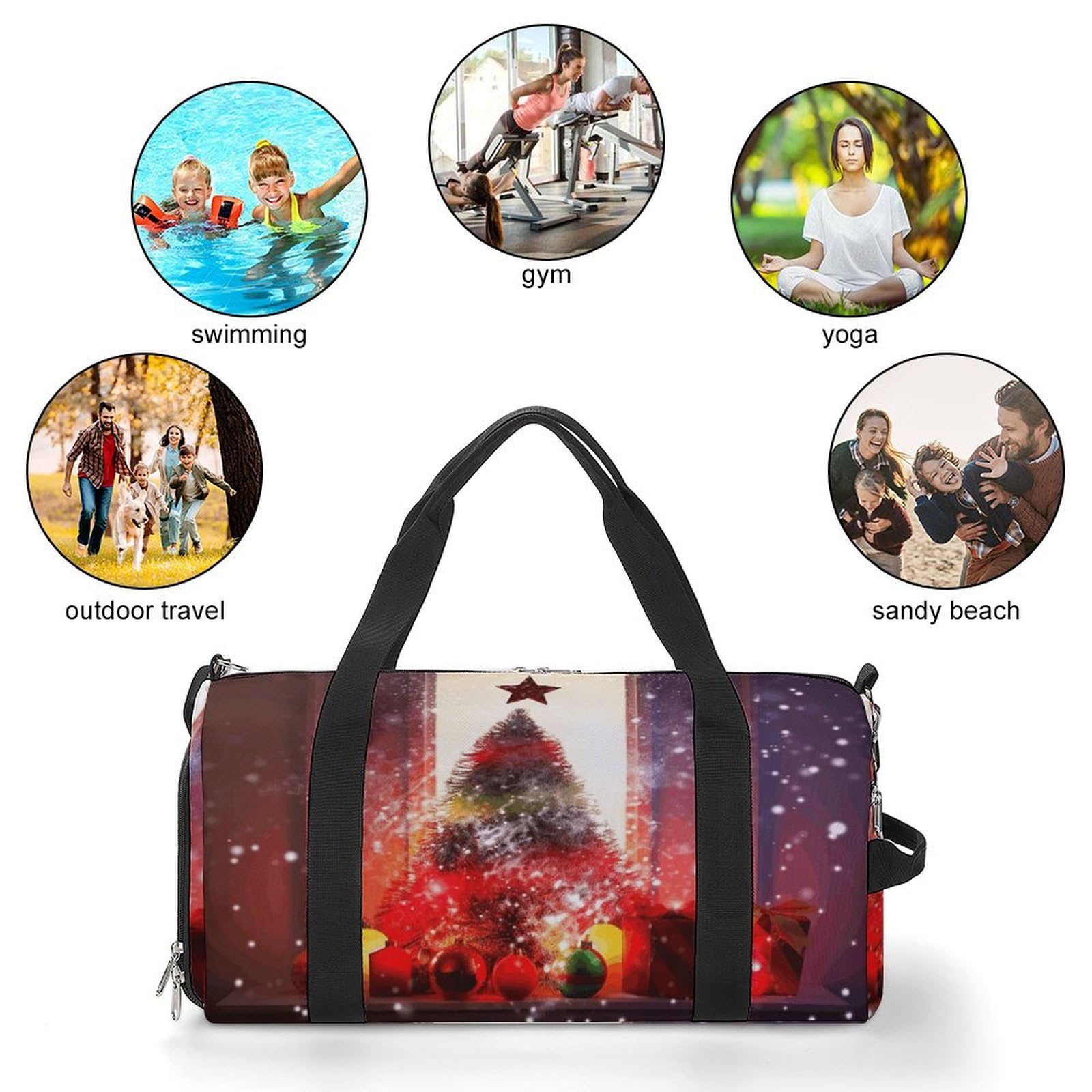 Turnbeutel für Damen und Herren, Weihnachtsparty-Druck, wiederverwendbar, Turnbeutel mit Schuhfach, Stil, Einheitsgröße, modern, Stil:, Einheitsgröße, Modern