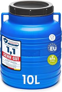 Garronda 10 litros Barril alimentario, depósito de Agua, Barril de Boca Ancha en HDPE y sin BPA, tonel de jardín, contenedor de Alimentos para Animales, Universal GD-0078, Azul
