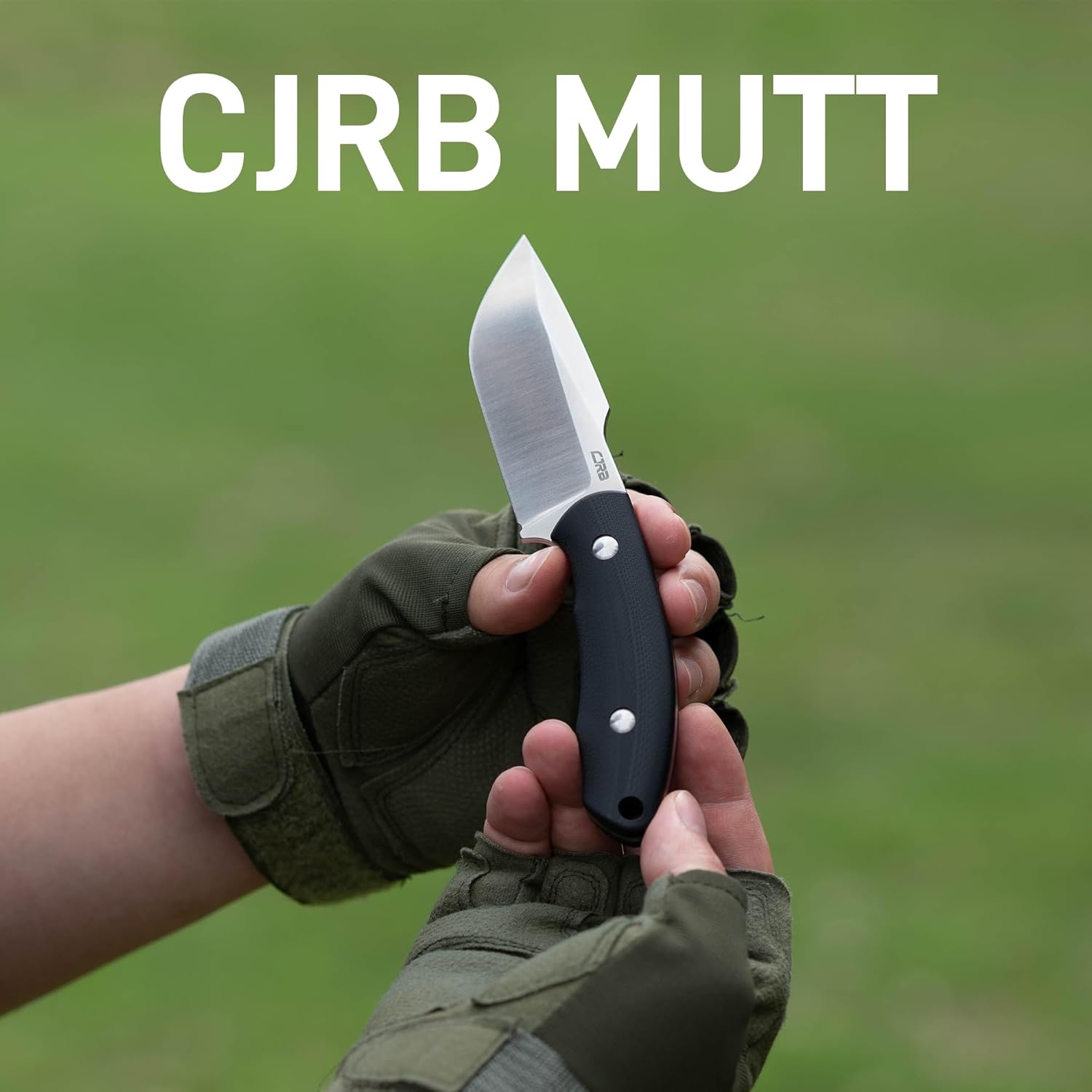 CJRB Mutt Fixed Blade Knife with Sheath, 3.18" AR-RPM9 Steel Blade EDC Fixed Blade Camping Knife with G10 Handle, Small Bushcraft Survival Hunting Knives for Men Women, J1958 Black