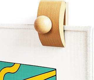 4 Tapestry Hangers Small, Quilt Hangers for Wall Hangings, Blanket Hanger Clamps, Carpet Rug Display, Wooden Wall Clips for Hanging (Light)
